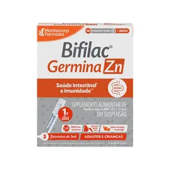 BIFILAC GERMINA ZN SABORES LARANJA E MORANGO COM 5 FLACONETES