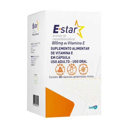 SUPLEMENTO ALIMENTAR E-STAR VITAMINA E 800MG COM 60 CÁPSULAS GELATINOSAS
