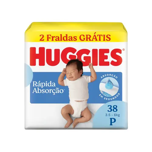 FRALDA HUGGIES TRIPLA PROTEÇÃO P COM 38 UNIDADES