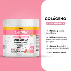 LAVITAN COLÁGENO HIDROLISADO SABOR HIBISCO E LIMÃO 300G