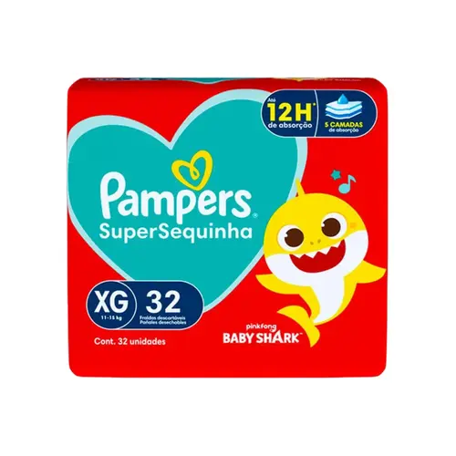 FRALDA PAMPERS SUPERSEQUINHA XG COM 32 UNIDADES