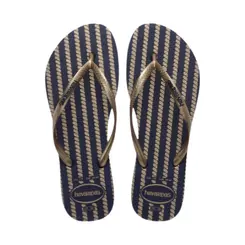 CHINELO HAVAIANAS NAUTICAL MARINHO E ROSE GOLD METAL TAMANHO 44