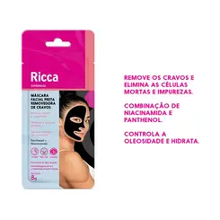 MASCARA FACIAL RICCA REMOVEDORA DE CRAVOS PRETA 8G