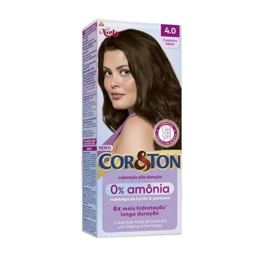 TINTURA COR & TON SEM AMÔNIA 4.0 CASTANHO MÉDIO