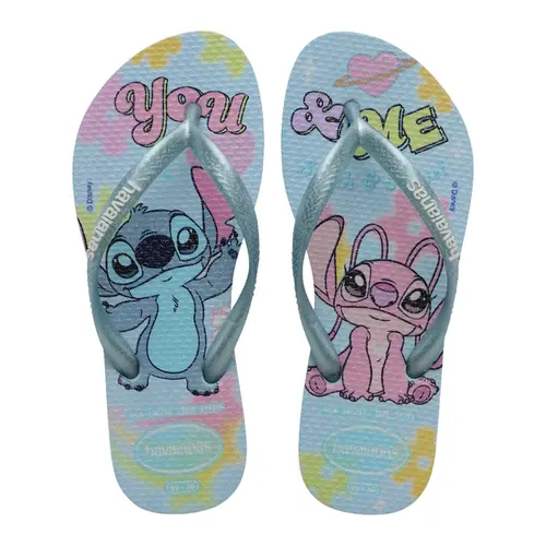 CHINELO HAVAIANAS KIDS SLIM DISNEY STITCH AZUL MACEIÓ TAMANHO 23
