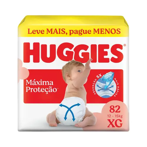 FRALDA HUGGIES MÁXIMA PROTEÇÃO XG COM 82 UNIDADES