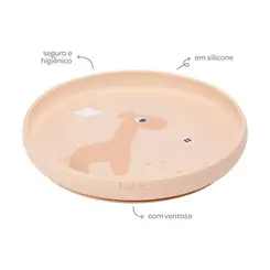 TIGELA BUBA GIRAFA EM SILICONE COM VENTOSA BEGE