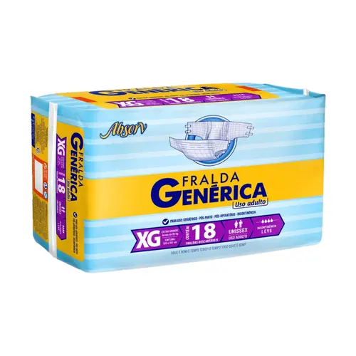 FRALDA GENÉRICA PREMIUM UNISSEX XG COM 18 UNIDADES