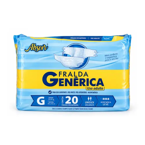 FRALDA GENÉRICA PREMIUM UNISSEX G COM 20 UNIDADES
