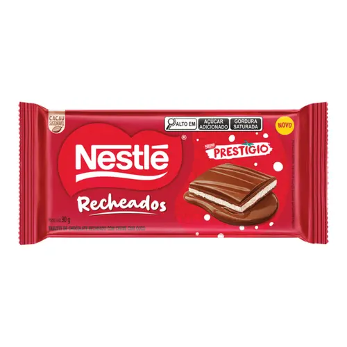 BARRA DE CHOCOLATE NESTLE RECHEADOS PRESTÍGIO 90G