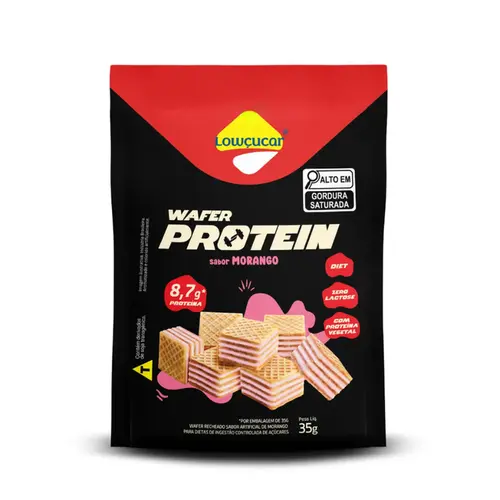 BISCOITO LOWÇUCAR WAFER PROTEIN SABOR MORANGO 35G