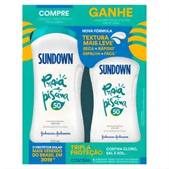 KIT PROTETOR SOLAR CORPO TODO SUNDOWN PRAIA E PISINA FPS 50 200ML + FPS 50 120ML