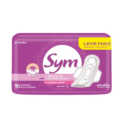 ABSORVENTE SYM TOTAL PROTECT SUAVE COM ABAS 16UN