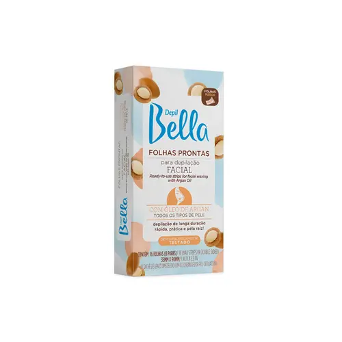 FOLHAS PRONTAS PARA DEPILAÇÃO FACIAL DEPIL BELLA OLEO DE ARGAN 16UN