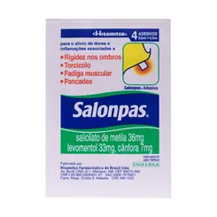 SALONPAS ADESIVO PEQUENO COM 4 UNIDADES