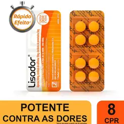 LISADOR  DIPIRONA 500MG + ADIFENINA 10MG + PROMETAZINA 5MG COM 8 COMPRIMIDOS