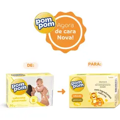 SABONETE POM POM GLICERINA 70G – LIMPEZA SUAVE E HIPOALERGÊNICA INFANTIL