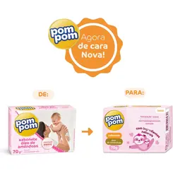 SABONETE POM POM OLEO AMENDOAS 70G - PELE MACIA E PERFUMADA