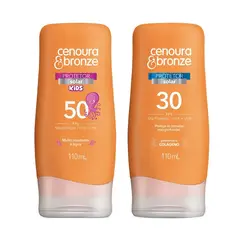 KIT PROTETOR SOLAR CENOURA & BRONZE KIDS FPS50 110 ML + FPS30 110ML