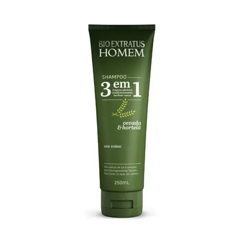 SHAMPOO BIO EXTRATUS HOMEM 3 EM 1 CEVADA 250ML