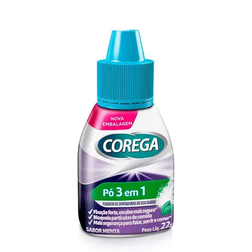 PÓ FIXADOR COREGA 3 EM 1 SABOR MENTA 22G