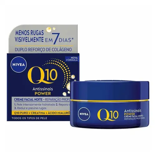 CREME HIDRATANTE FACIAL NIVEA Q10 NOTURNO ANTISSINAIS 49G