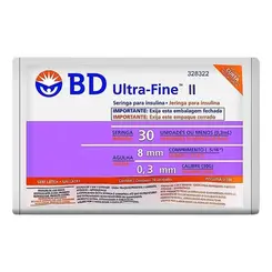 SERINGA BD ULTRA FINE INSULINA 30UI COM 10 UNIDADES AGULHA DE 8MM