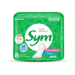 ABSORVENTE SYM TOTAL PROTECT SEM ABAS 8UN SUAVE