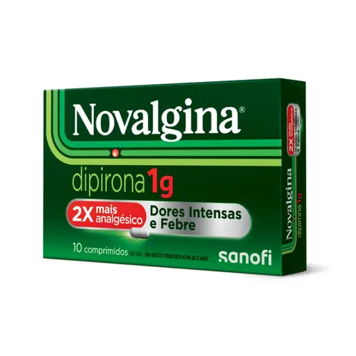 NOVALGINA DIPIRONA 1G COM 10 COMPRIMIDOS - ALIVIA DORES E FEBRE RAPIDAMENTE