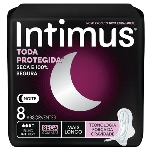 ABSORVENTE INTIMUS NOTURNO COBERTURA SECA COM ABAS 8 UNIDADES