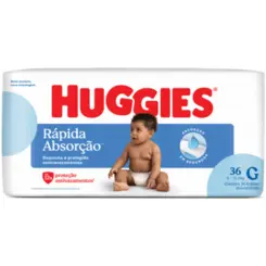 FRALDA HUGGIES RÁPIDA ABSORÇÃO G 36 UNIDADES