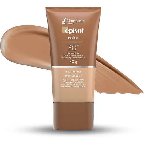 MANTECORP EPISOL COLOR PROTETOR SOLAR FACIAL COR MORENA FPS30 40G