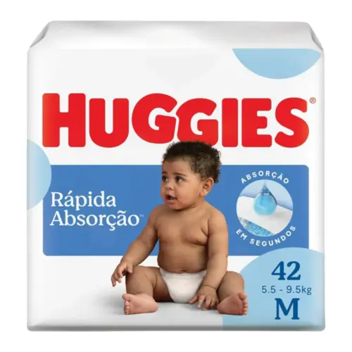 FRALDA HUGGIES RÁPIDA ABSORÇÃO M 42 UNIDADES