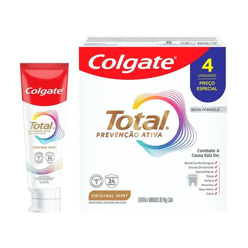 KIT PASTA DE DENTE COLGATE TOTAL 12 CLEAN MINT COM 4 UN 90G
