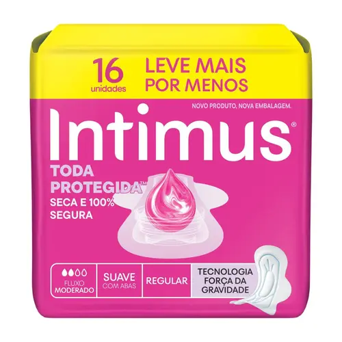 ABSORVENTE INTIMUS SUAVE COM ABAS 16 UNIDADES
