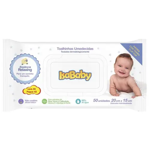 LENÇOS UMEDECIDAS ISABABY 50 UNIDADES - CONFORTO E SUAVIDADE