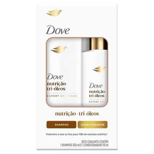 KIT DOVE NUTRIÇAO + TRI-OLEOS SHAMPOO 400ML + CONDICIONADOR 200ML