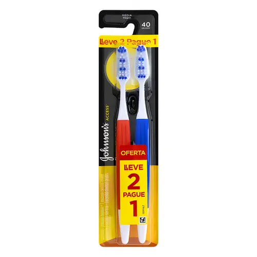 ESCOVA DE DENTE JOHNSON ACCES 40 MEDIA LEVE 2 PAGUE 1