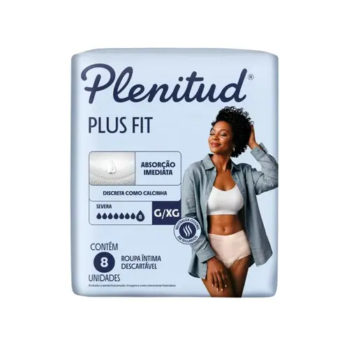 ROUPA INTIMA DESCARTAVEL PLENITUD PLUS FIT G/XG 8 UNIDADES - ABSORÇÃO INTENSA
