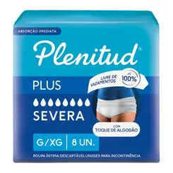 ROUPA INTIMA DESCARTAVEL UNISSEX PLENITUD PLUS G/XG 8 UNIDADES - ABSORÇÃO INTENSA