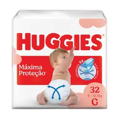 FRALDA HUGGIES MAXIMA PROTEÇÃO G 32 UNIDADES