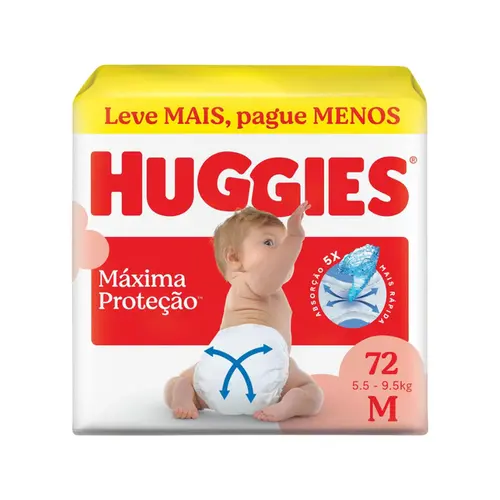 FRALDA HUGGIES MAXIMA PROTEÇÃO M 66 UNIDADES