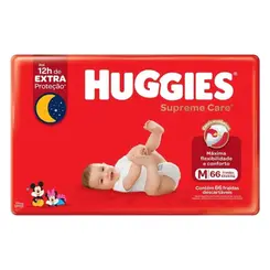 FRALDA HUGGIES SUPREME CARE HIPER M 66 UNIDADES