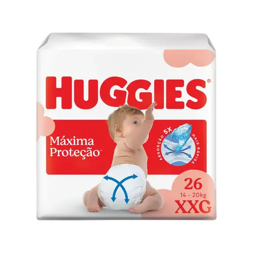 FRALDA HUGGIES MAXIMA PROTEÇÃO XXG 26 UNIDADES