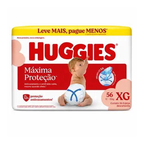 FRALDA HUGGIES MAXIMA PROTEÇÃO XG 56 UNIDADES