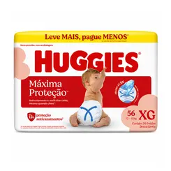 FRALDA HUGGIES MAXIMA PROTEÇÃO XG 56 UNIDADES