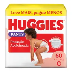 FRALDA CALÇA HUGGIES PANTS PROTEÇÃO ACOLCHOADA G 60 UNIDADES