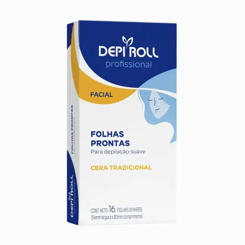 DEPIL ROLL CERA DEPILATORIA FACIAL TRADICIONAL COM 16 FOLHAS PRONTAS