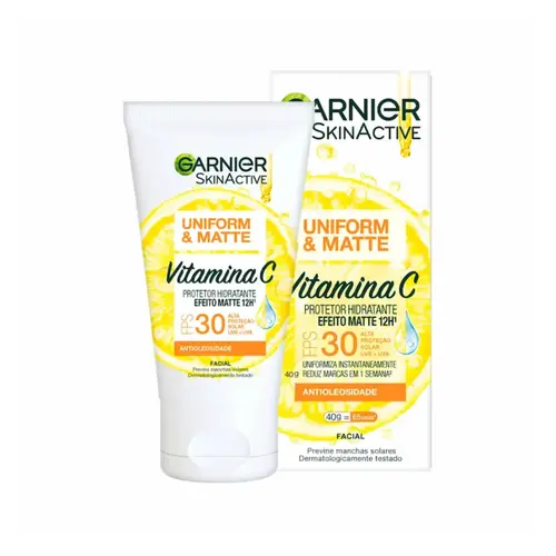 PROTETOR SOLAR HIDRATANTE FACIAL GARNIER MATTE VITAMINA C FPS30 40G