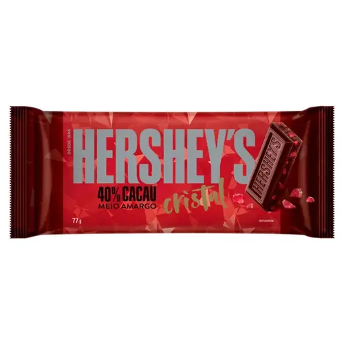 BARRA DE CHOCOLATE HERSHEYS MEIO AMARGO 40% CACAU CRISTAL 77G